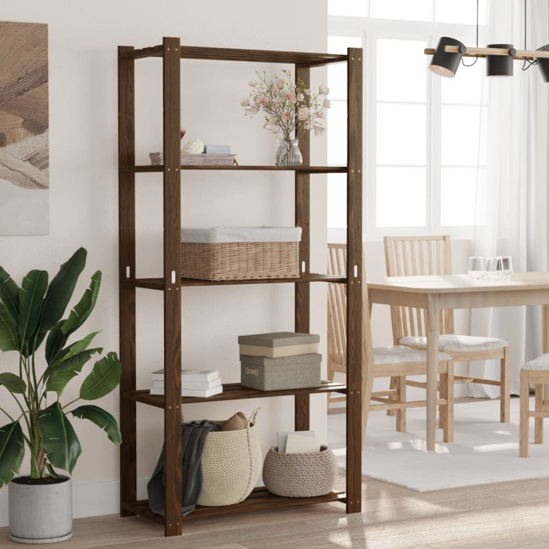Alorie Steel Shelving Unit, Brown