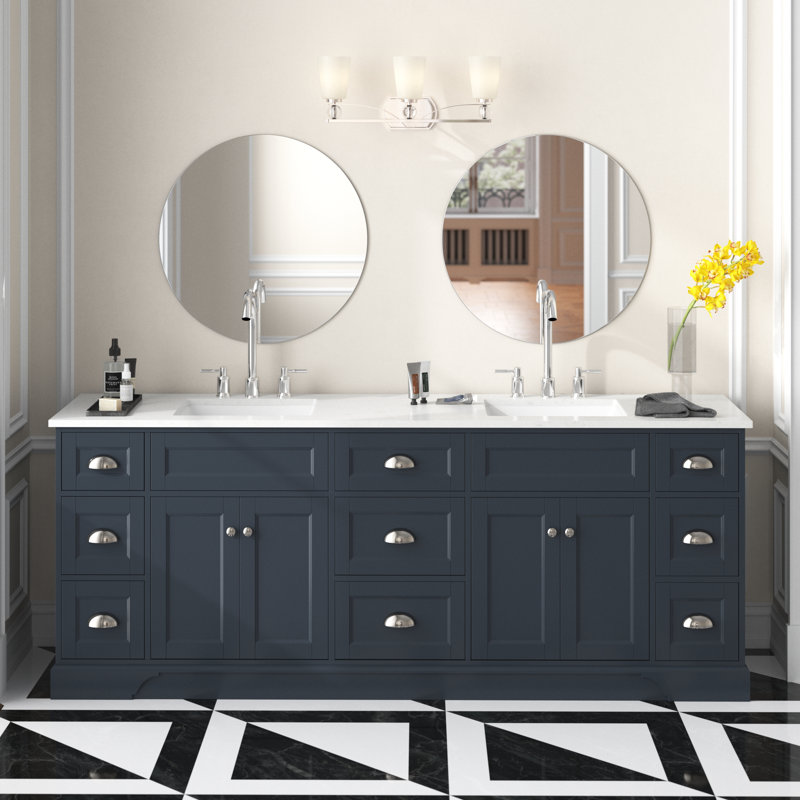 Ensemble de meuble-lavabo simple 24 po Alberthe, Gris anthracite, Nickel brossé