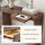 Élégante table de bar en bois de noyer naturel avec tiroirs doubles, idéale pour une décoration moderne et une utilisation multifonctionnelle