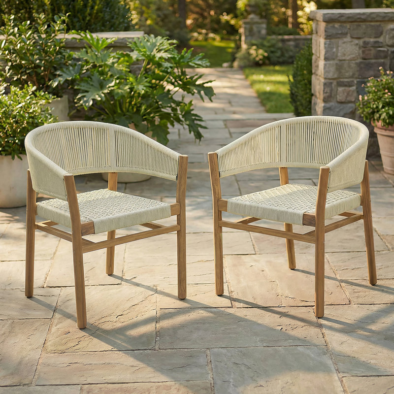 Ensemble de 2 chaises d'extérieur pour l'extérieur, beige et beige, Beige