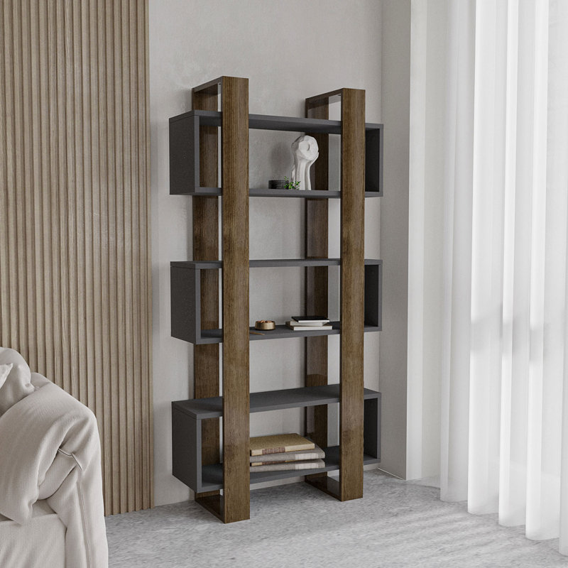 160cm H x 80cm W Bookcase, Walnut/Anthracite