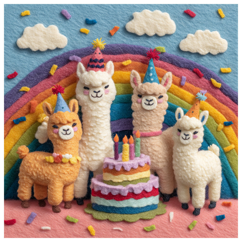 Felt Llamas Birthday Cake Window Curtains, Birthday Sheer & Blockout Curtains - 1 Panel, 50 po x 80 po - 1 panneau, Blocage