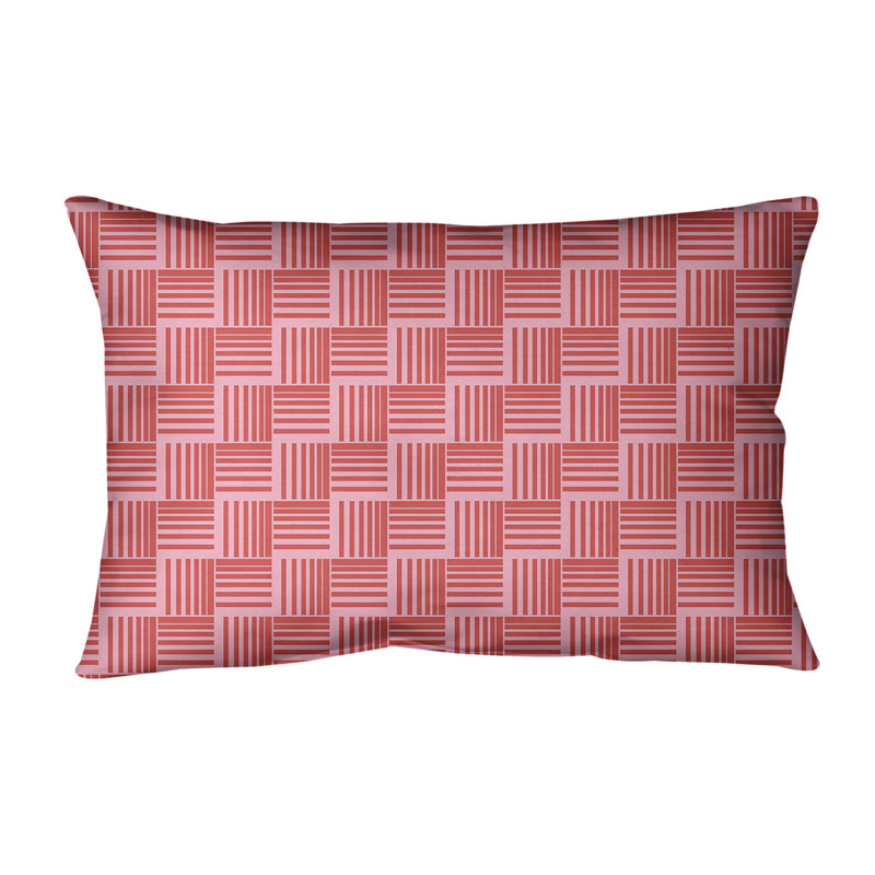 Coussin lombaire à chevrons, Rose / Rouge