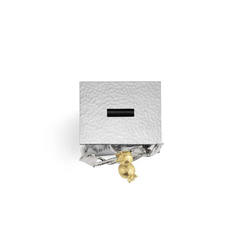 Pomegranate Silver & Gold Tzedakah Box