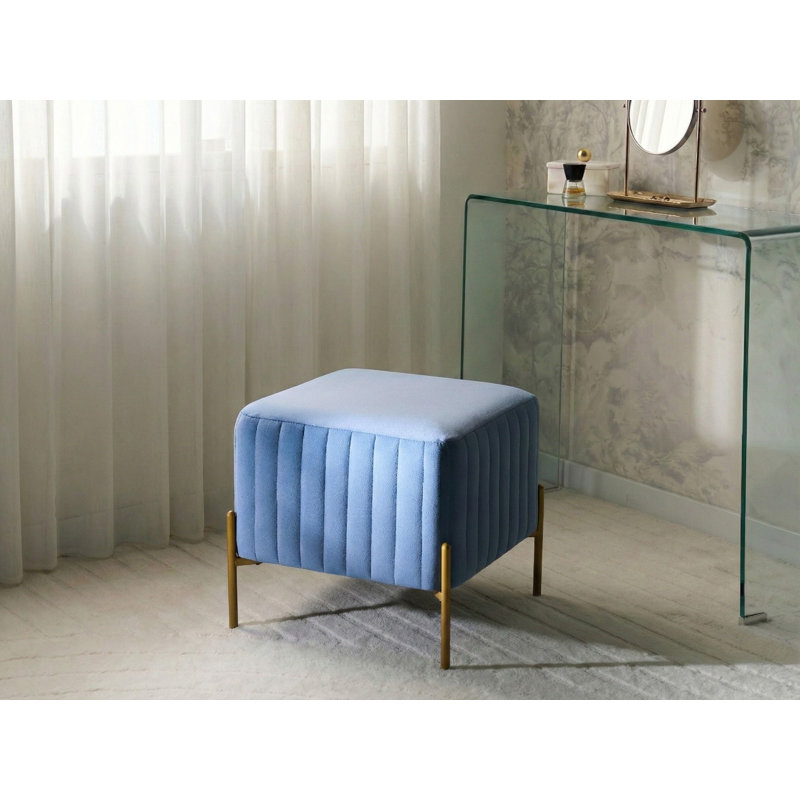 Footstool Benzant Velvet, Blue