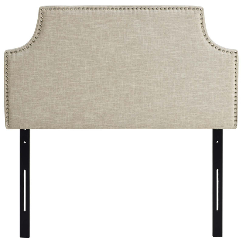 Laura Full Vinyl Headboard, Twin, Beige Polyester Blend