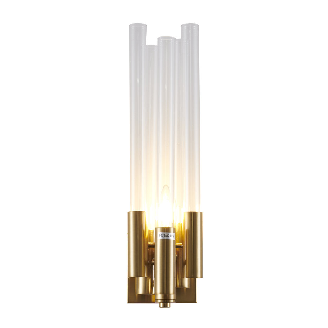 Giunta 1 Light Gold Wall Sconce With Glass Accents Everly Quinn 