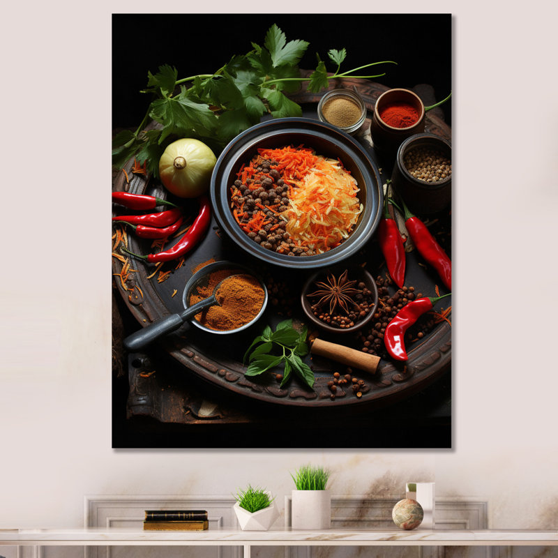Cuban Cuisine - rouge sur toile, H 32 po x l 24 po x P 1 po, Toile tendue