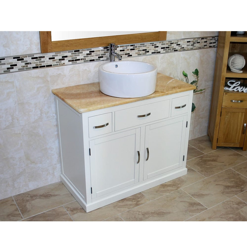 Robidoux 1000 mm Freestanding Single Vanity with Vessel Ceramic Basin, Onyx, White