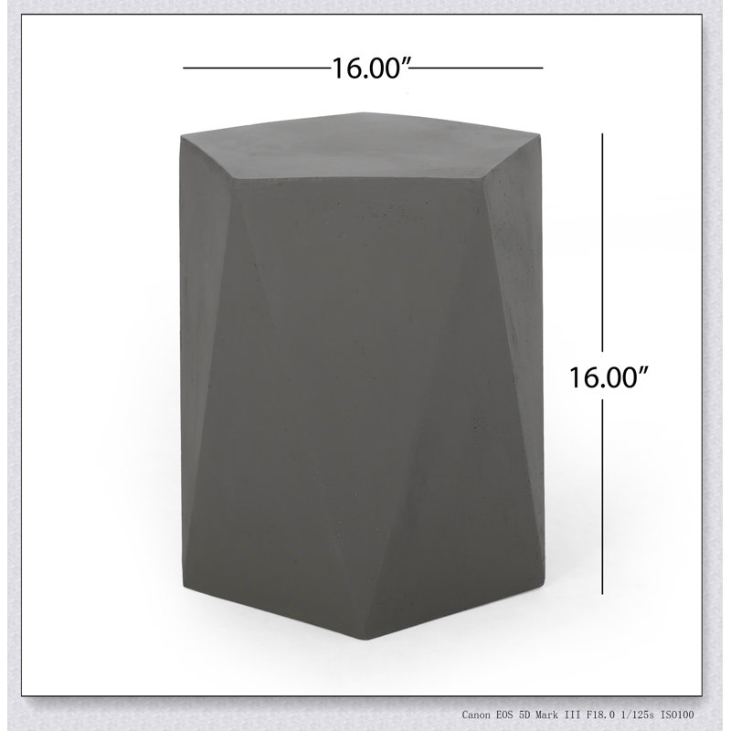 Elyas 16'' Stone Outdoor Side Table, Gray