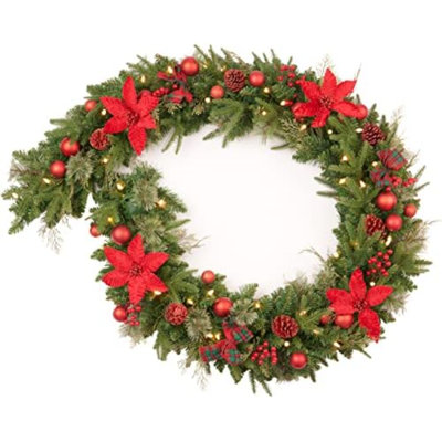108 " Pre-Lit Poinsettia Garland