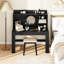 Bureau d'ordinateur moderne avec huche et tablettes de rangement-595437164