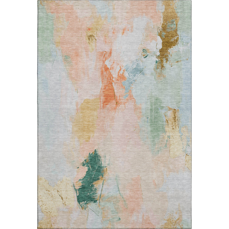 Tapis abstrait lavable à la machine de qualité supérieure Emest AMF1914, Rectangulaire 8 pi x 10 pi