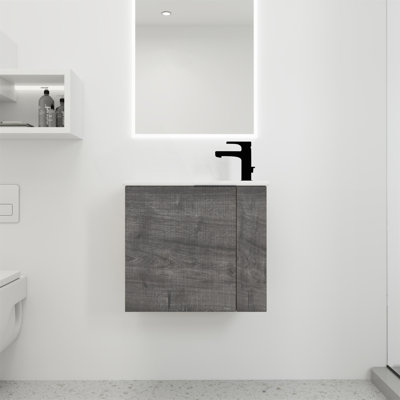 Compact 22 Inch Floating Bathroom Vanity With Soft Close Door And Ceramic Sink For Small Spaces