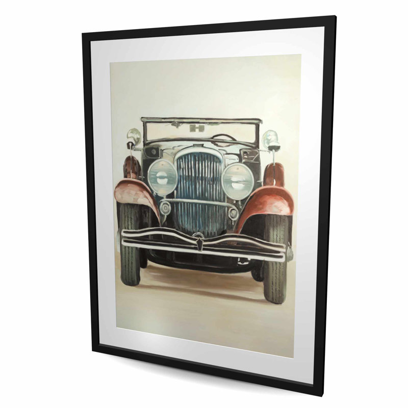 Vieille voiture de luxe des années 1920, reproduction encadrée avec passe-partout beige | Décoration intérieure, Noir