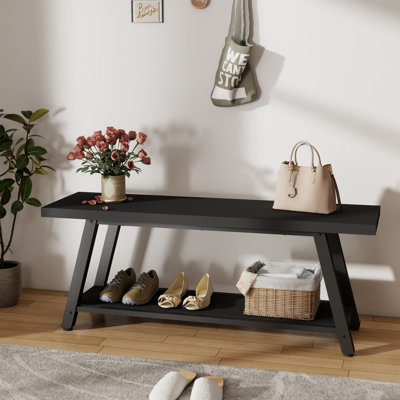 Banc de 47 po en bois rustique pour hall d'entrée - Conception moderne de style campagnard, parfait comme banc de bout de lit, banc de rangement pour le vestibule et siège de salon