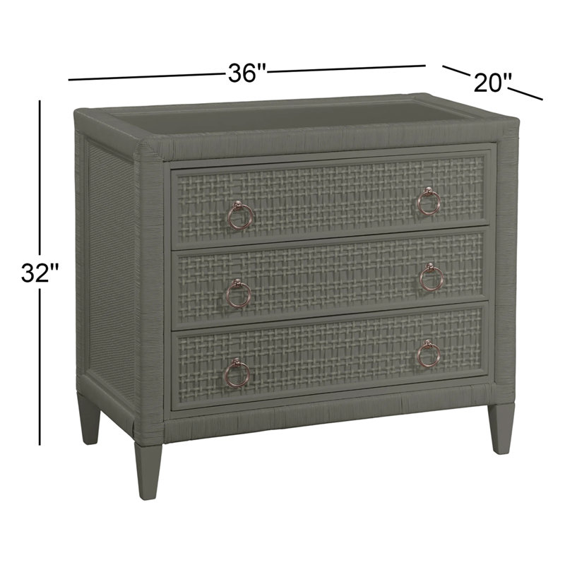 Naples 3 Drawer 36" W Dresser, Greystone, Satin Nickel, No