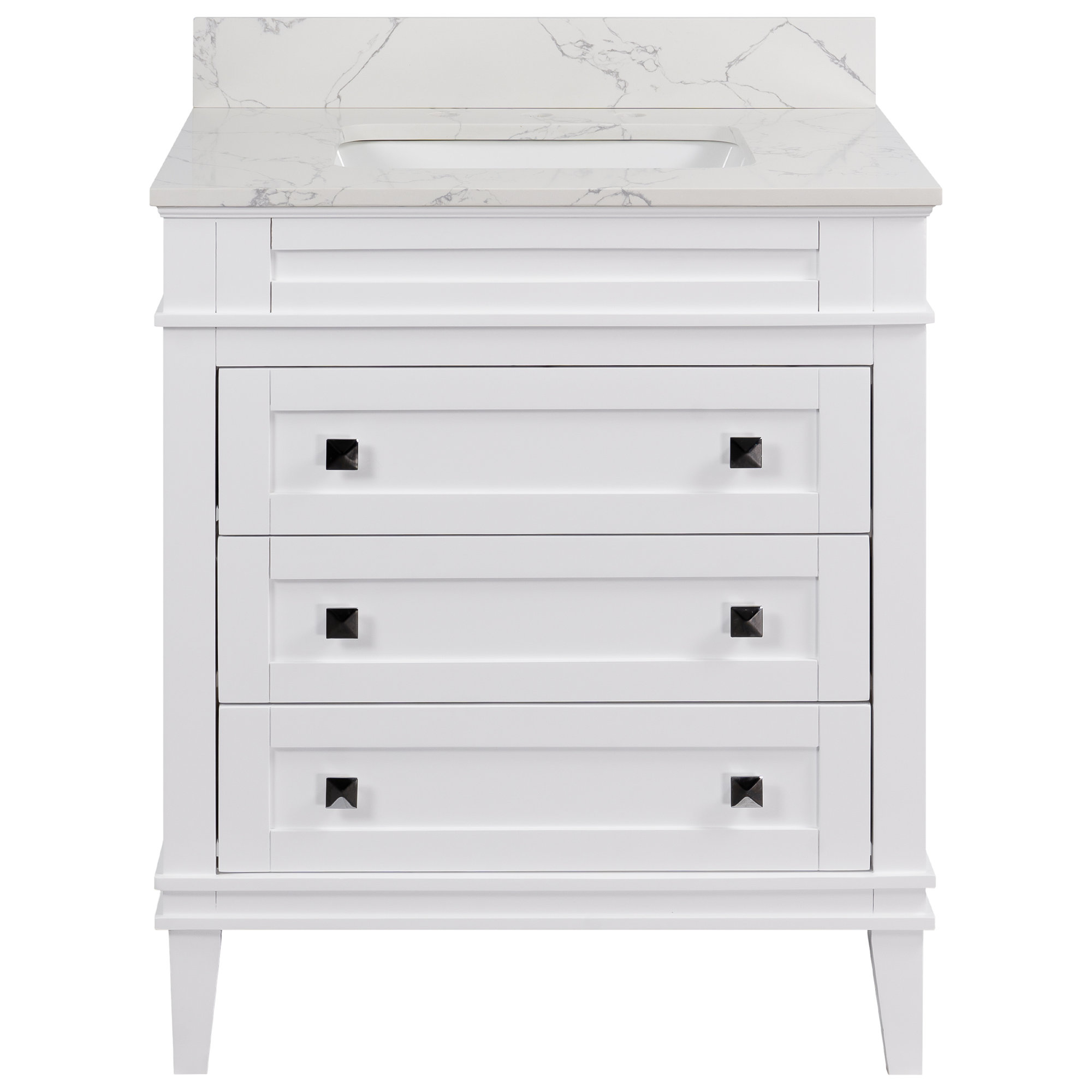 Frankfurt 30'' Single Bathroom Vanity, Engineered Marble, White