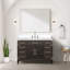 Meuble-lavabo simple en chêne brun 48 po X P 22 po D, dessus en quartz blanc et ensemble de robinet-117980175