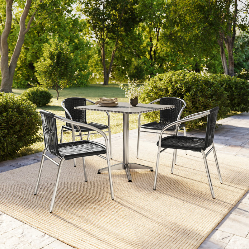 Ensemble de table carrée intérieur / extérieur 27,5 po Haverhill, Noir, 31.5"