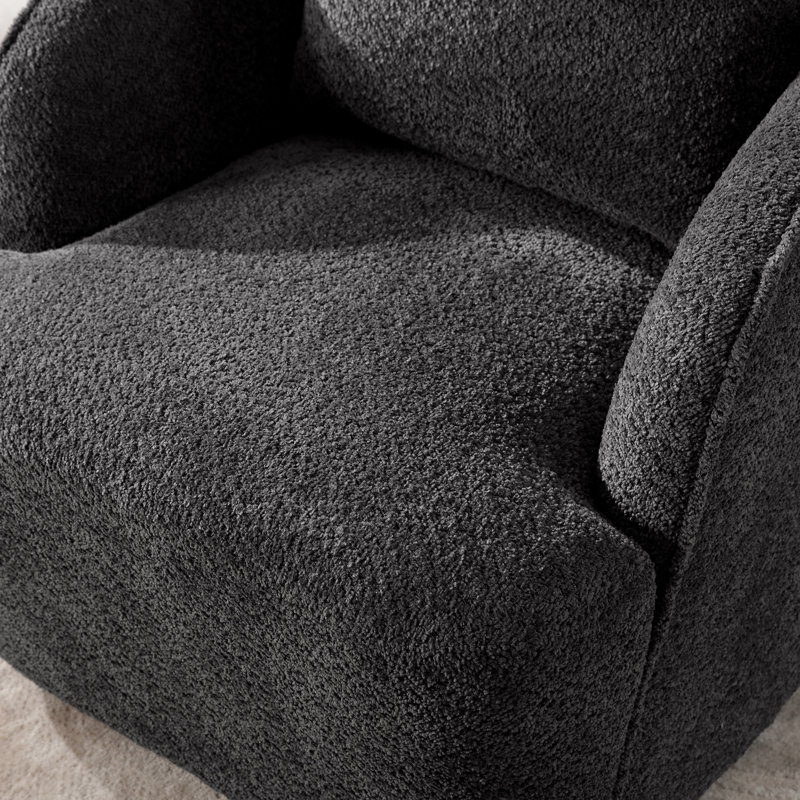 Upholstered Swivel Barrel Chair, Charcoal Polyester Blend
