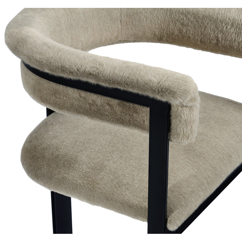 Darcy 19'' H Faux Fux Upholstered Armchair, Fawn