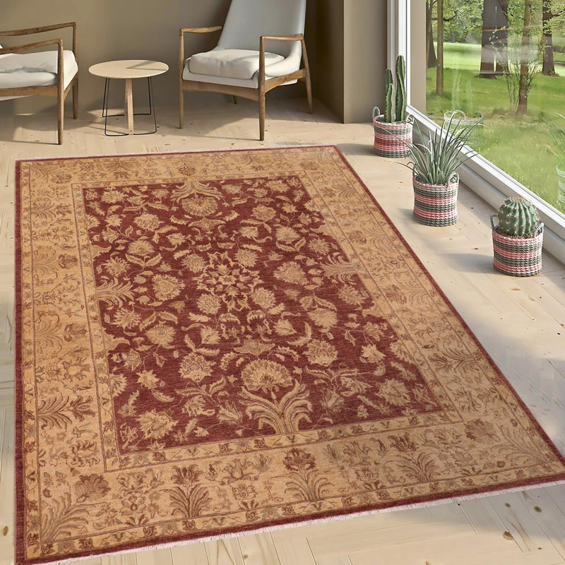 Tapis brun / marron en laine noué à la main à motif oriental de 8 pi 1 po x 9 pi 8 po Baesmarc