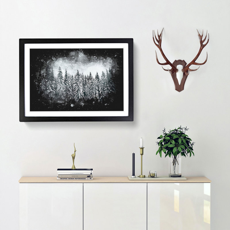 Points of the Trees - Picture Frame Graphic Art Print, 62cm H x 87cm W x 2cm D, Black Framed