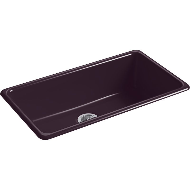 IronTones 33" L x 19" W Dual Mount Kitchen Sink, Black Plum
