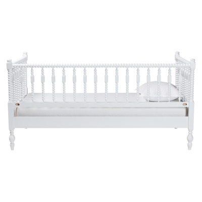 Baxton Studio Cherryl Spindle Daybed - Turned Farmhouse Sofa Bed with Spoked Frame Border for Living Room, Guest Room, or Kids Room, White, Twin