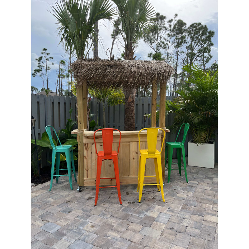 Bar Tiki d'extérieur 5 pi x 3 pi avec toit de chaume et finition bois