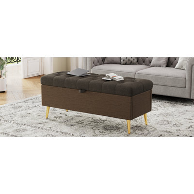Modern Storage Ottoman Bench Upholstered Bedroom Bench Entryway Storage Ottoman Tufted Ottoman Bench for Living Room, Bedroom and Entryway, Coffee