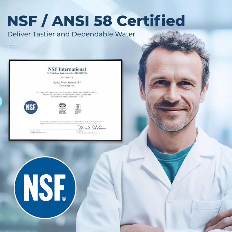 Système d'osmose inversé sans réservoir iSpring, certifié NSF 58, 500 GPD, élimine le PFAS, le plomb, le chlore, la reminéralisation alcaline, avec ensemble de filtres de remplacement de 2 ans (modèle: RO500AK)