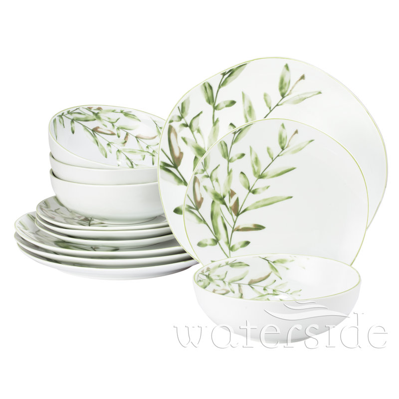 12pc Leaf Rustic Dinner Set