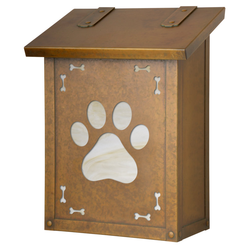 Boîte aux lettres murale Dog Paw, Or irisé, Laiton chaleureux