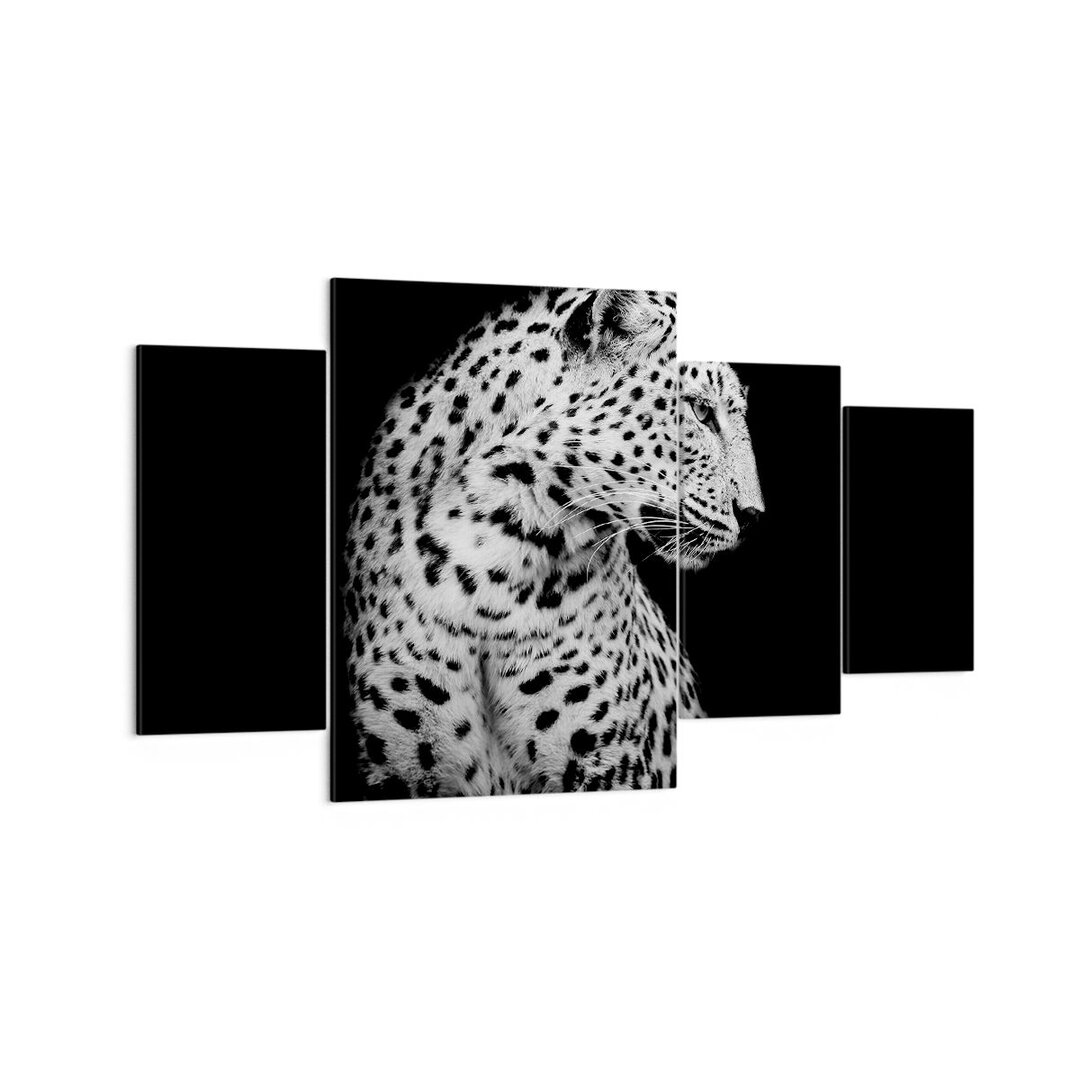 4-tlg. Leinwandbilder-Set Leopard Panther Cat