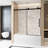 Matt Black Single Sliding Shower Door 56 - 60 "w X 60" H, 1/4 "(6 Mm) Tempered Glass, Proof Film, Stainless Steel Handle, Square Tube Track, American Bathroom Style, Large Wheels For Smooth And