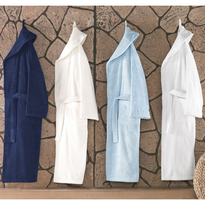 Suncrest 100% Turkish Cotton Terry Cloth Gender Neutral Mid-Calf Bathrobe with Pockets, Ivory