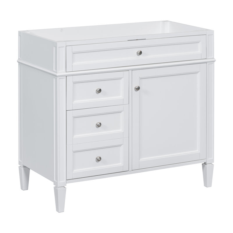 Base de meuble-lavabo moderne Koda de 36 po avec cadre en bois massif et pieds romains élégants (lavabo non inclus), Blanc