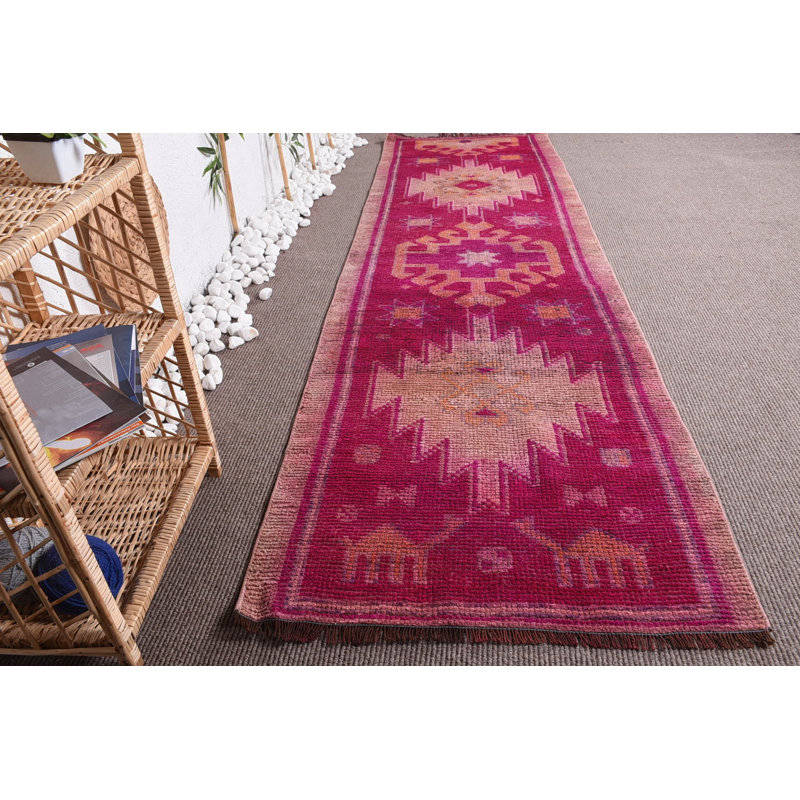 Tapis de couloir 2,9 x 10 pi, tapis modernes, tapis rétro, tapis turcs, tapis rose antique