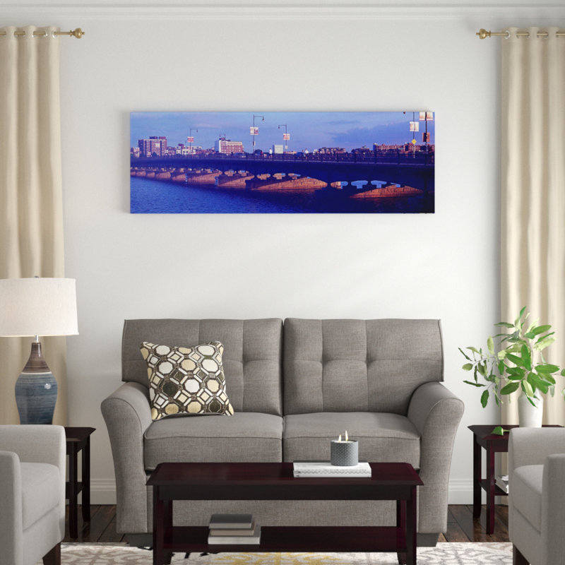 Pont sur une rivière, pont Longfellow, Charles River, Boston, Suffolk County, Massachusetts, États-Unis par Panoramic Images - reproduction sur toile tendue sur châssis