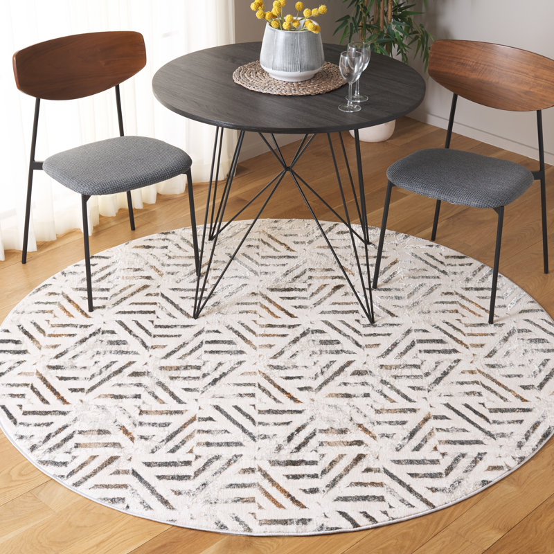 Aleida 100 Performance Abstract Rug, Round 6'7"
