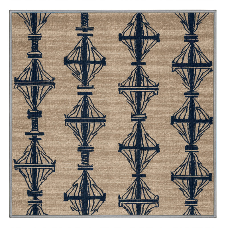 Washable Mast designs Nautical Area Rug, Square 6'