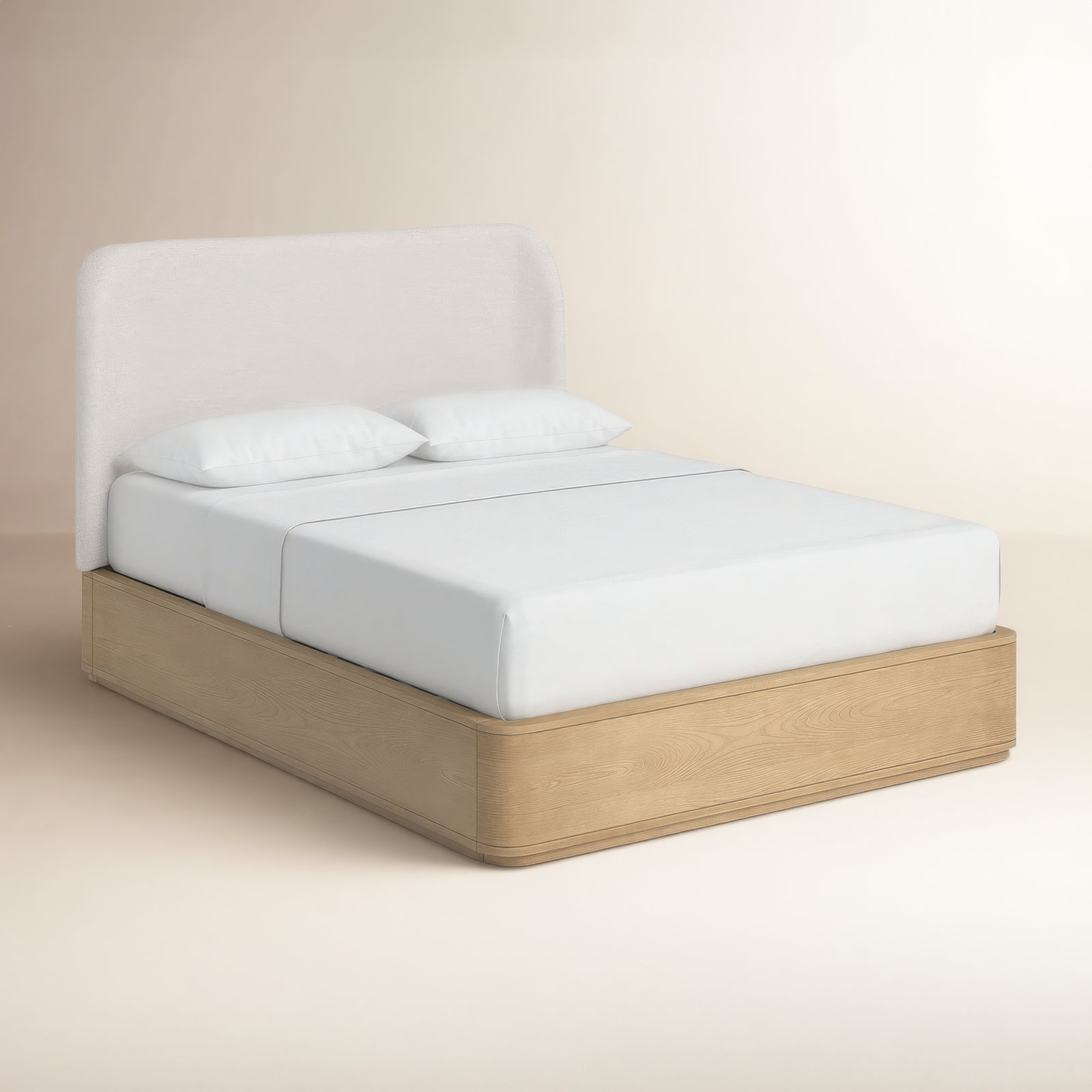 Lucie Linen Upholstered Wingback Bed, Full / Double