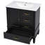 Meuble-lavabo de 30 po, structure, structure en bois massif, trois tiroirs, porte simple, quincaillerie à fermeture en douceur, autoportant, noir-130598229-130598232