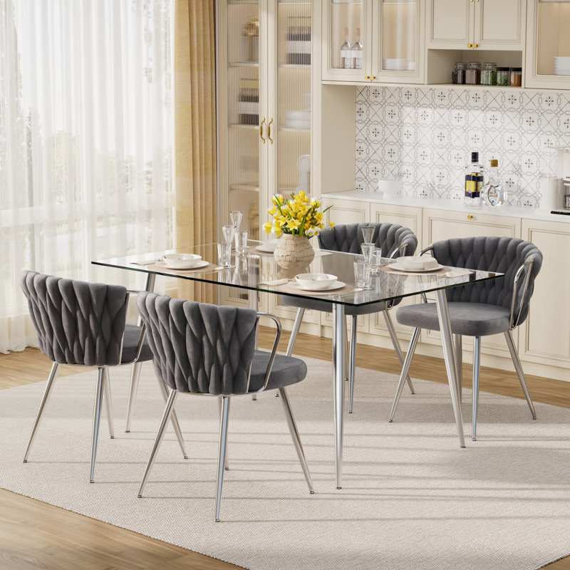 Ensemble de salle à manger 5 pièces, H 30 po x L 51 po x l 31,5 po, Gris