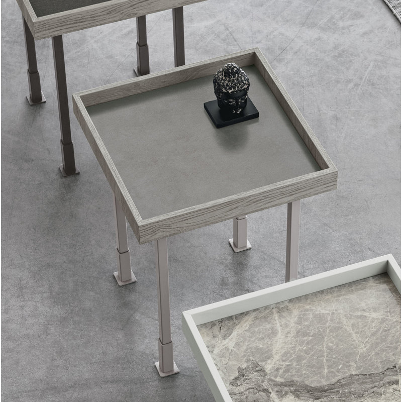 Alkire Tray Top End Table, Ice, Beaver/Cement