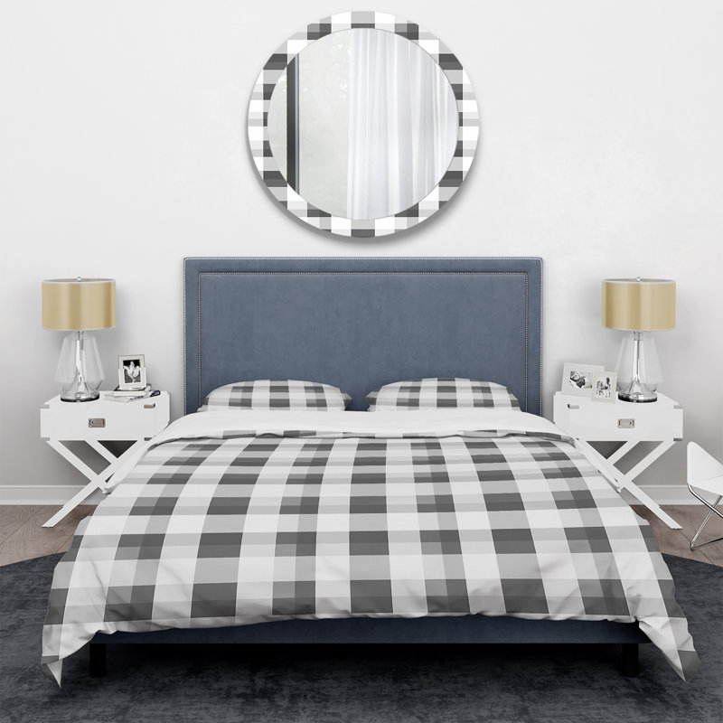 Ensemble de housse de couette moderne noir et beige Modern Gingham Bliss II, Housse de couette très grand + 2 taies décorativ