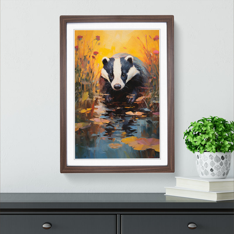 Single Picture Frame Print on Wood, Walnut Framed, 64cm H x 46cm W