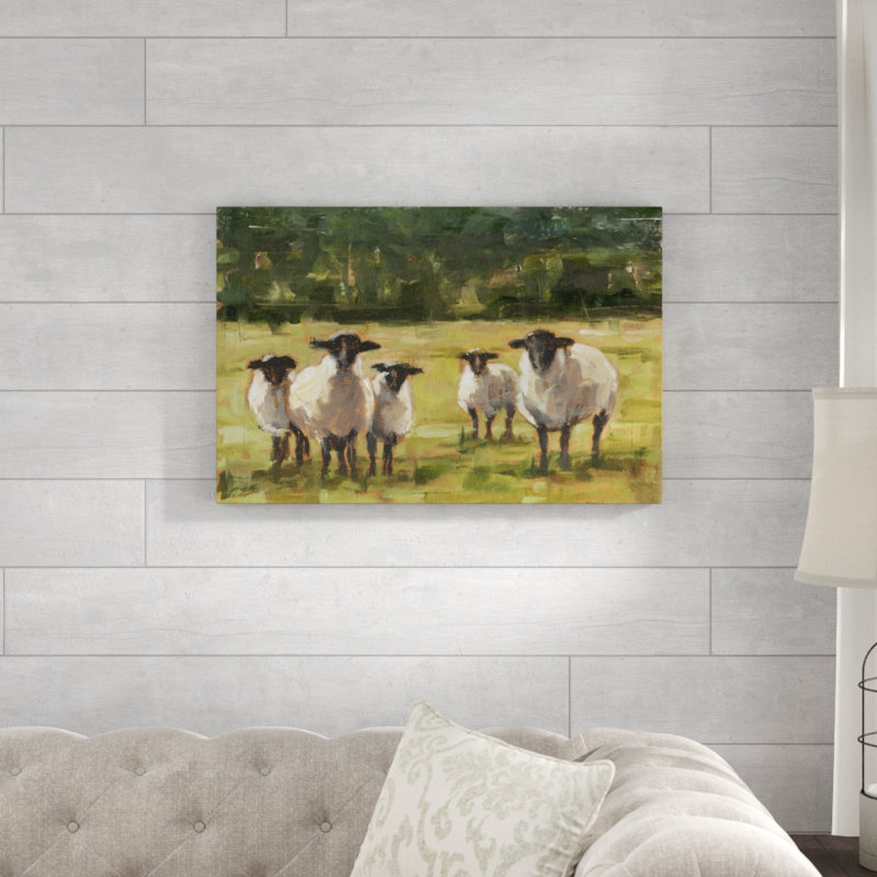 Babsy Sheep Family I - Painting, 51cm H x 76cm W, Wrapped Canvas